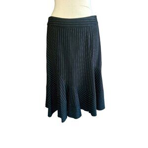 Charter Club Black White Pinstripe Diagonal Flare Skirt Size 10 Petite